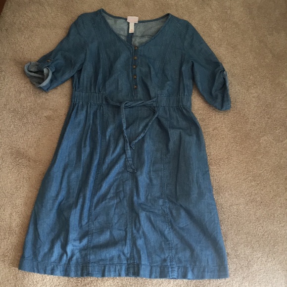 Chambray Maternity Dress - Picture 1 of 5